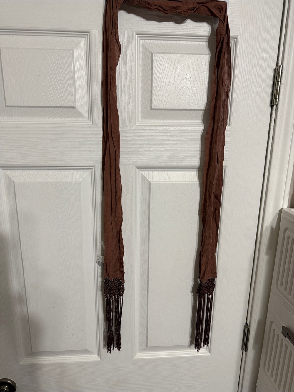 Source Unknown Brown Lightweight Fringe Scarf Wrap